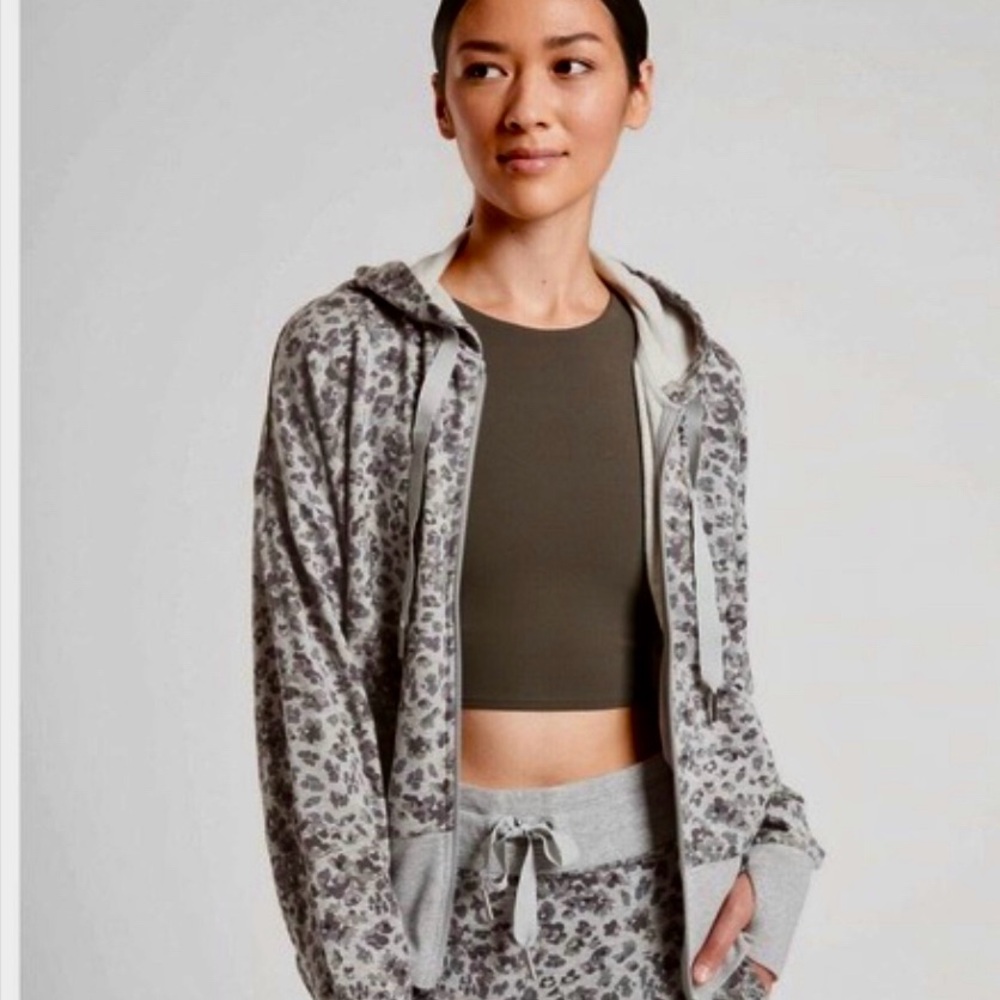 Athleta Gray Leopard Print Hoodie